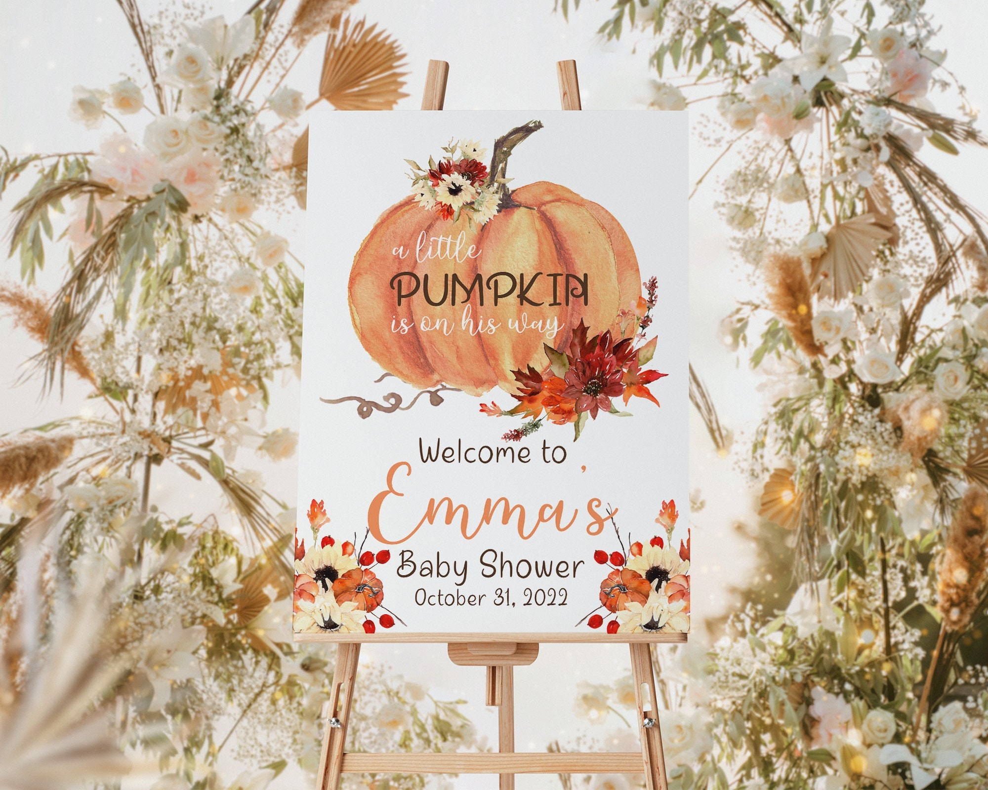 Halloween Baby Shower Sign, Little Pumpkin Baby Shower Welcome Sign, Little Pumpkin Baby Shower Decorations, Fall Baby Shower Poster Boy