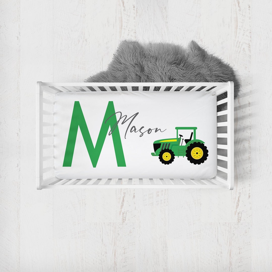 Personalized Tractor Crib Sheet, Tractor Crib Bedding, Tractor Nursery