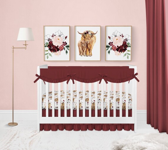 Highland Cow Nursery Prints, Floral Set of 3 Farm Nursery Prints, Highland Cow Baby Girl Nursery Wall Decor, Highland Cow Nursery Decor Pink