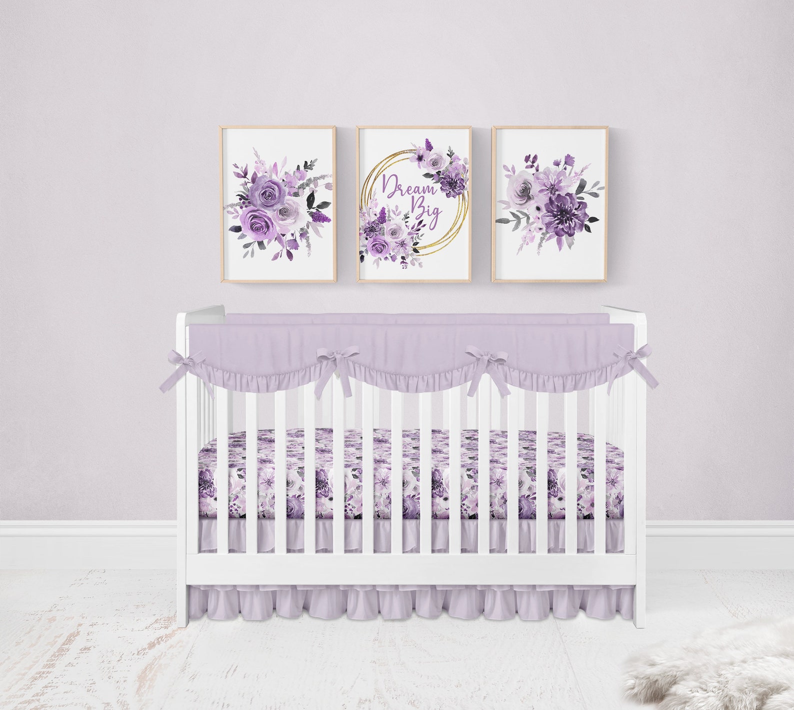 Purple Floral Nursery Prints Floral Nursery Decor Set of 3 Etsy