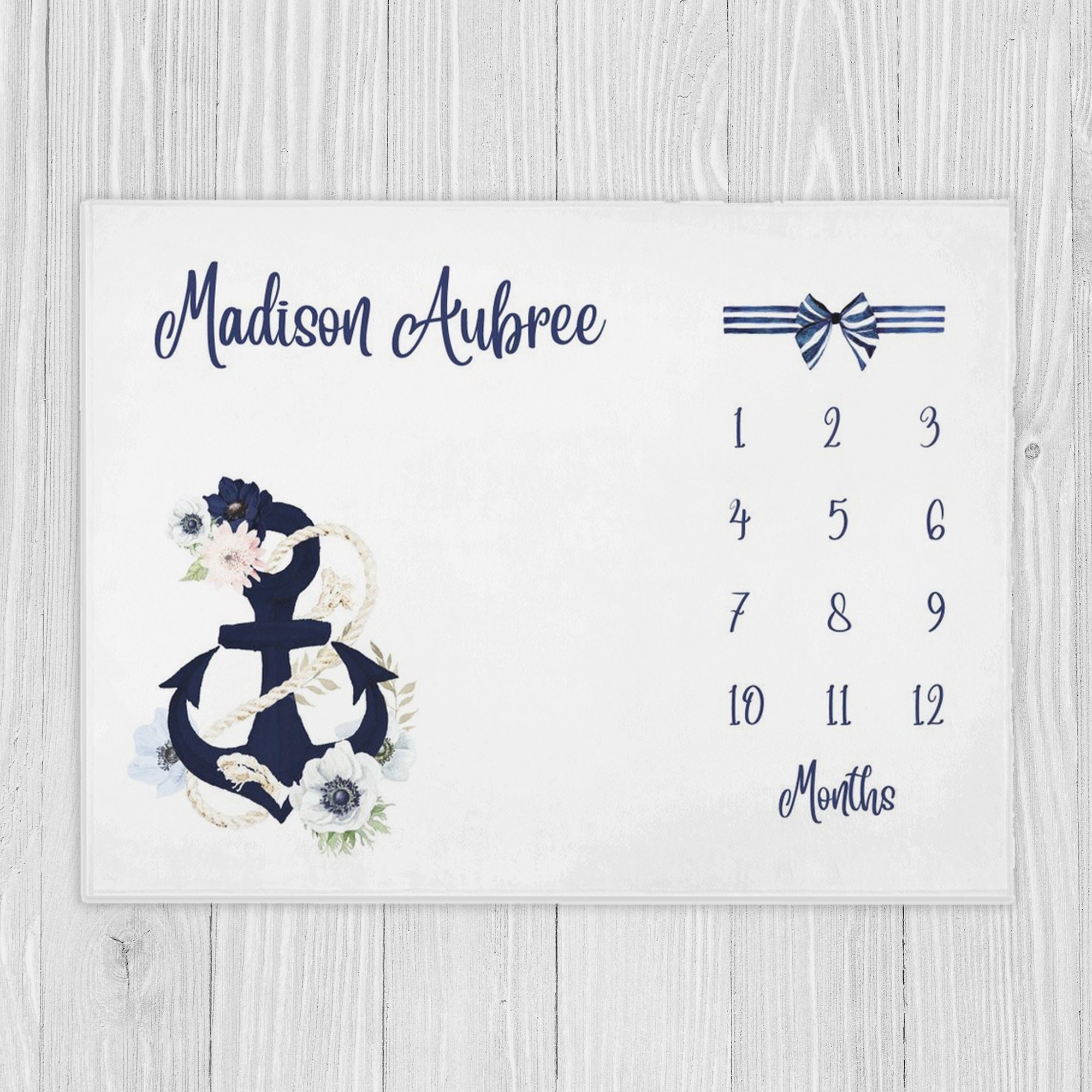 Nautical Milestone Blanket Girl Milestone Blanket Baby Etsy UK