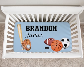 Nursery Decor Sports Themed Crib Bedding Gray Grey White Sports