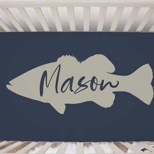 Fishing Crib Bedding Set, Baby Boy Crib Bedding, Fishing Nursery Decor, Custom Baby Bedding Crib Set, Baby Boy Bedding, Woodland Crib Sheets image 2