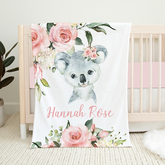 Personalized Koala Baby Blanket Baby Girl Blanket Koala Crib