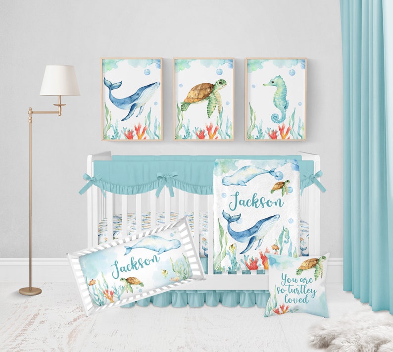 Personalized Under the Sea Crib Sheet Sea Crib Bedding Under Etsy