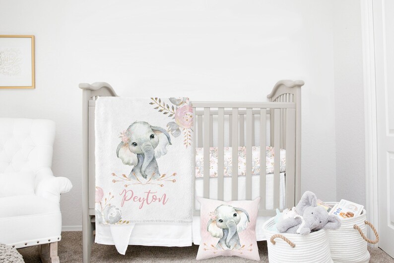 elephant mini crib bedding set