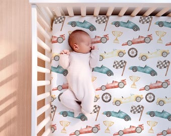 Race Car Crib Sheets Boy, Baby Boy Bedding, Race Car Crib Bedding, Mini Crib Sheets Boy, Cars Nursery, Race Car Nursery, Fitted Crib Sheet