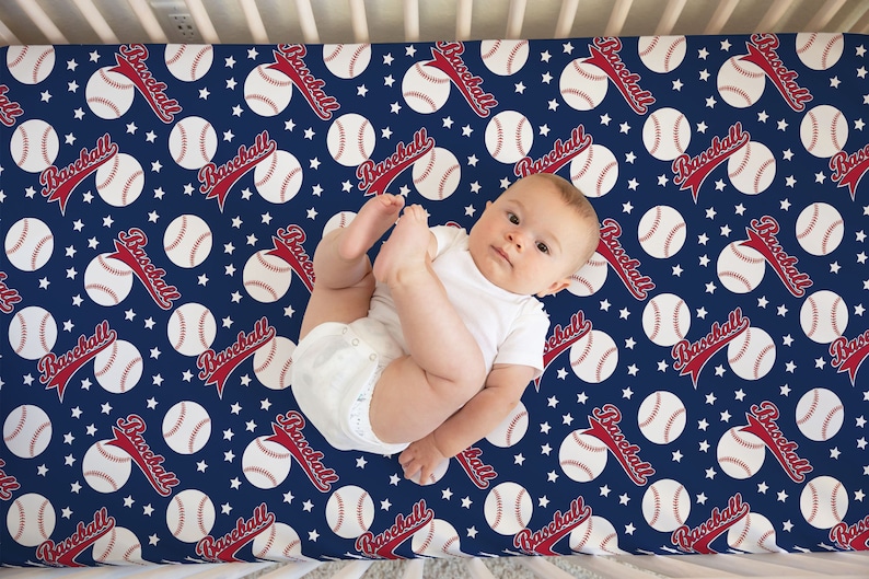 Baby Boy Crib Bedding Set Baseball Crib Bedding Sports Crib Etsy