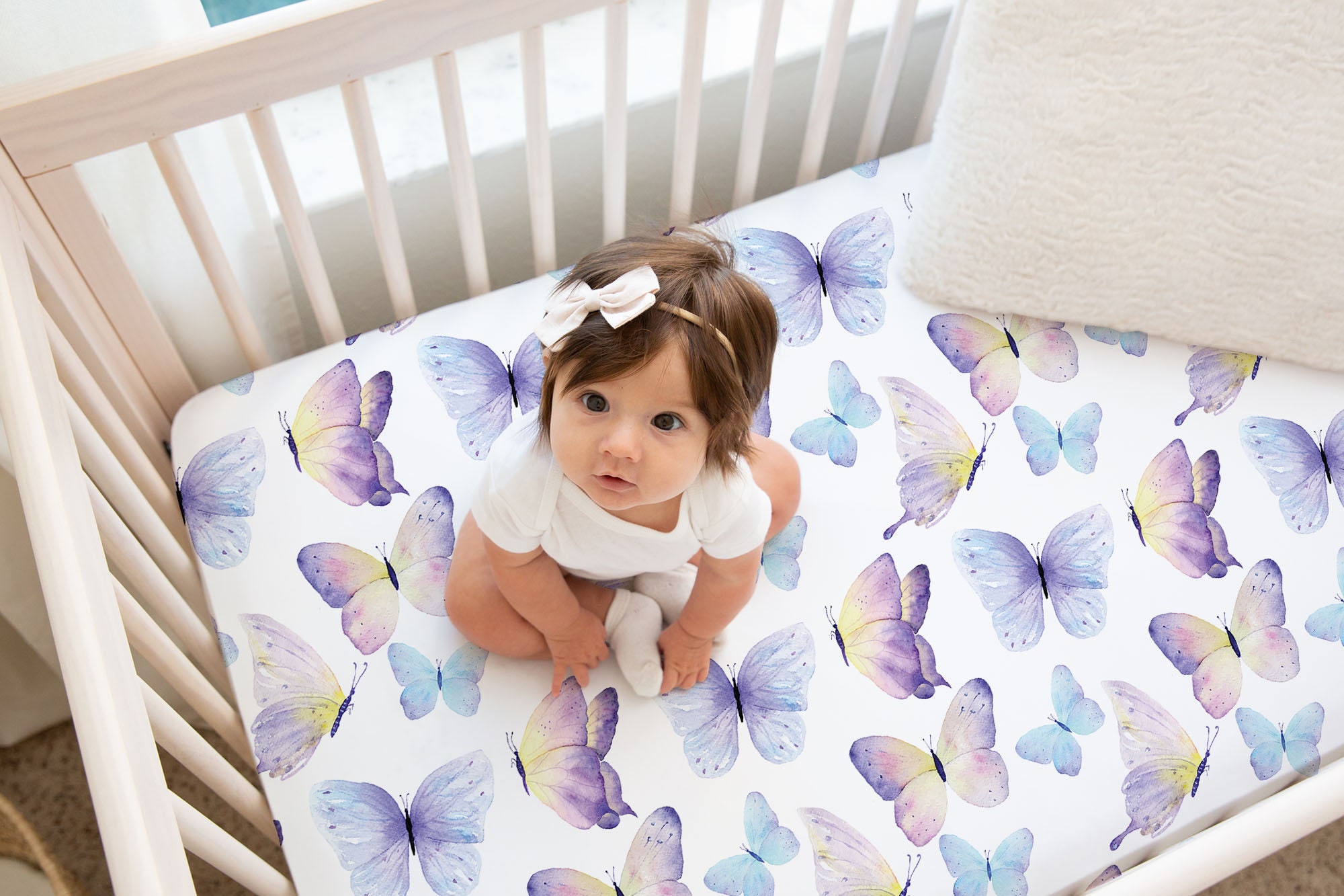Crib Sheets Butterfly Crib Bedding Set, Baby Girl Crib Bedding Set