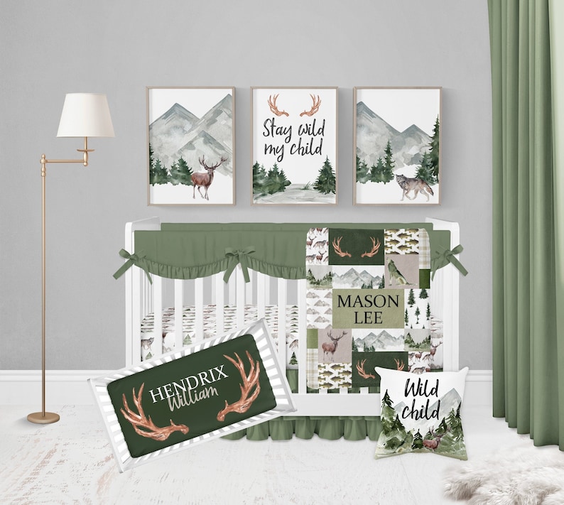 Woodland Crib Bedding Set Baby Boy Crib Bedding Set Woodland Etsy