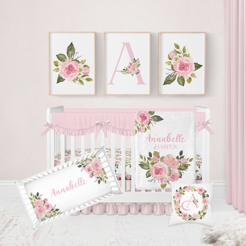 Floral Crib Bedding Set Girl Nursery Bedding Set Baby Etsy