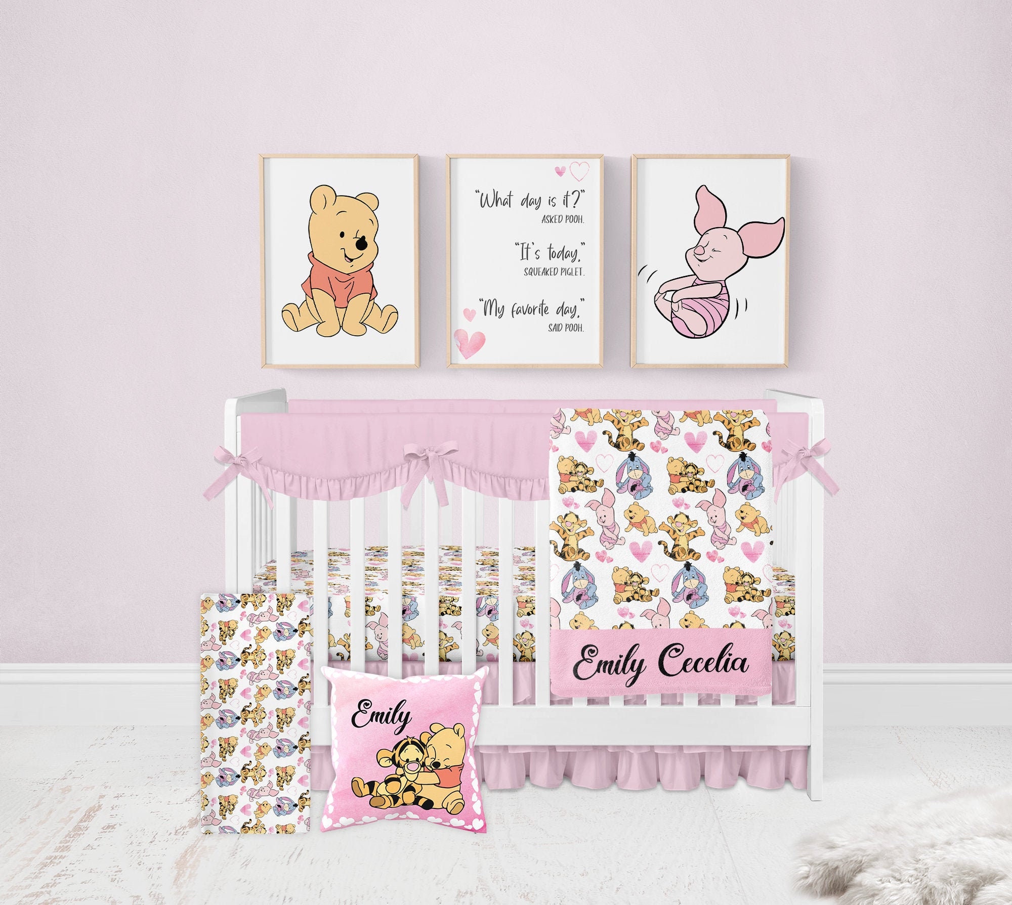 Winnie the Pooh Crib Bedding Set Baby Girl Crib Bedding Pink Etsy