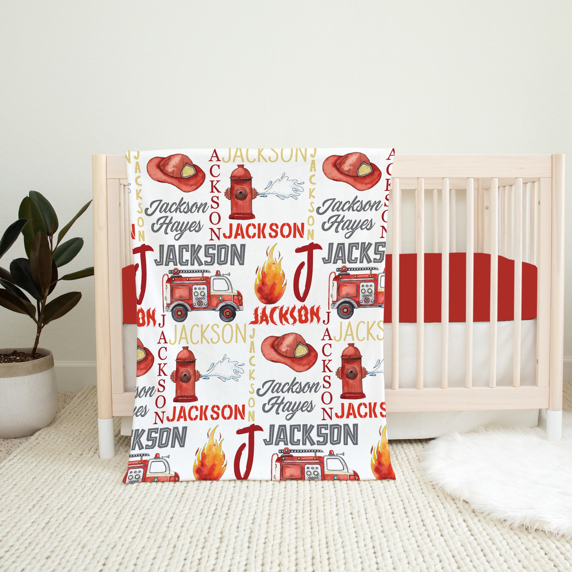 baby boy fire truck crib bedding