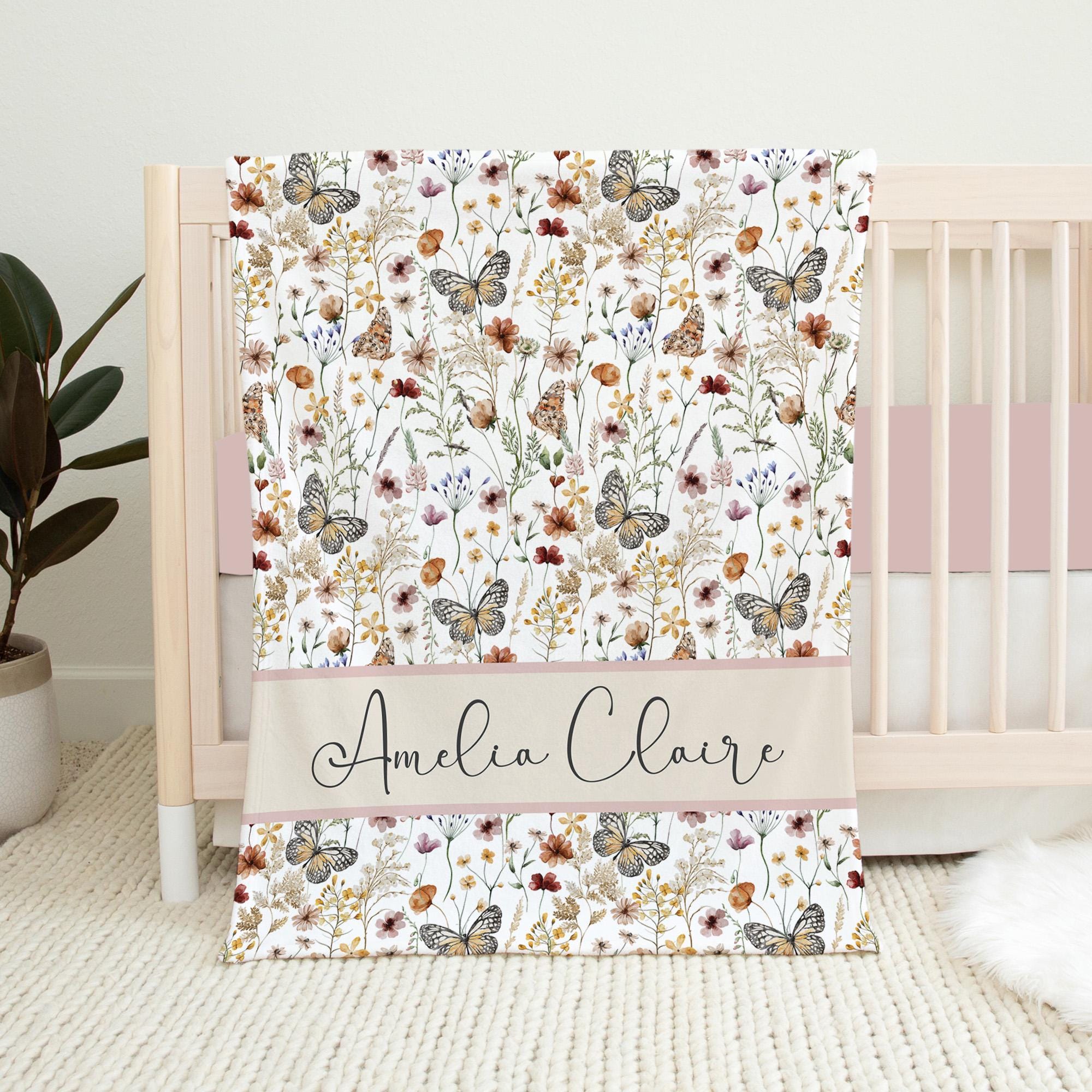 パーソナライズされたワイルドフラワーブランケット、カスタムネーム