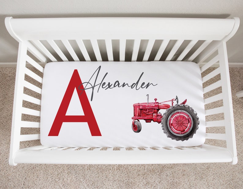 Tractor Crib Bedding Set Baby Boy Crib Bedding Set Red Etsy
