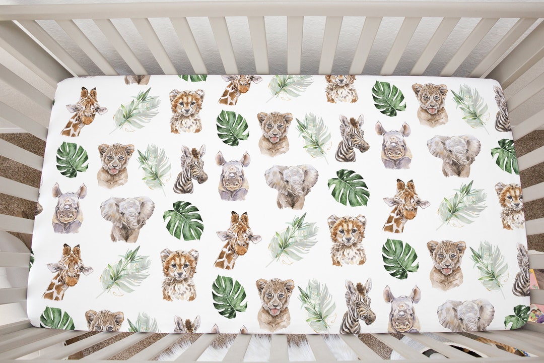 Safari Animals Crib Sheet, Crib Sheets Boy, Safari Crib Bedding, Safari
