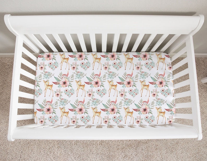 Baby Girl Woodland Crib Bedding Set Girl Crib Bedding Sets Etsy