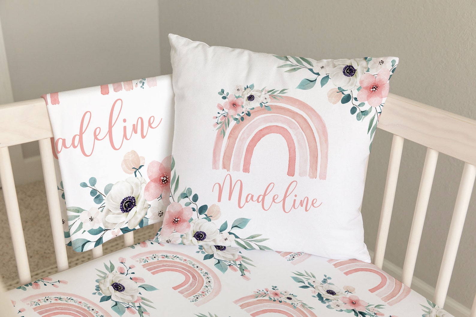 Rainbow Crib Bedding Set Baby Girl Crib Bedding Set Boho Etsy