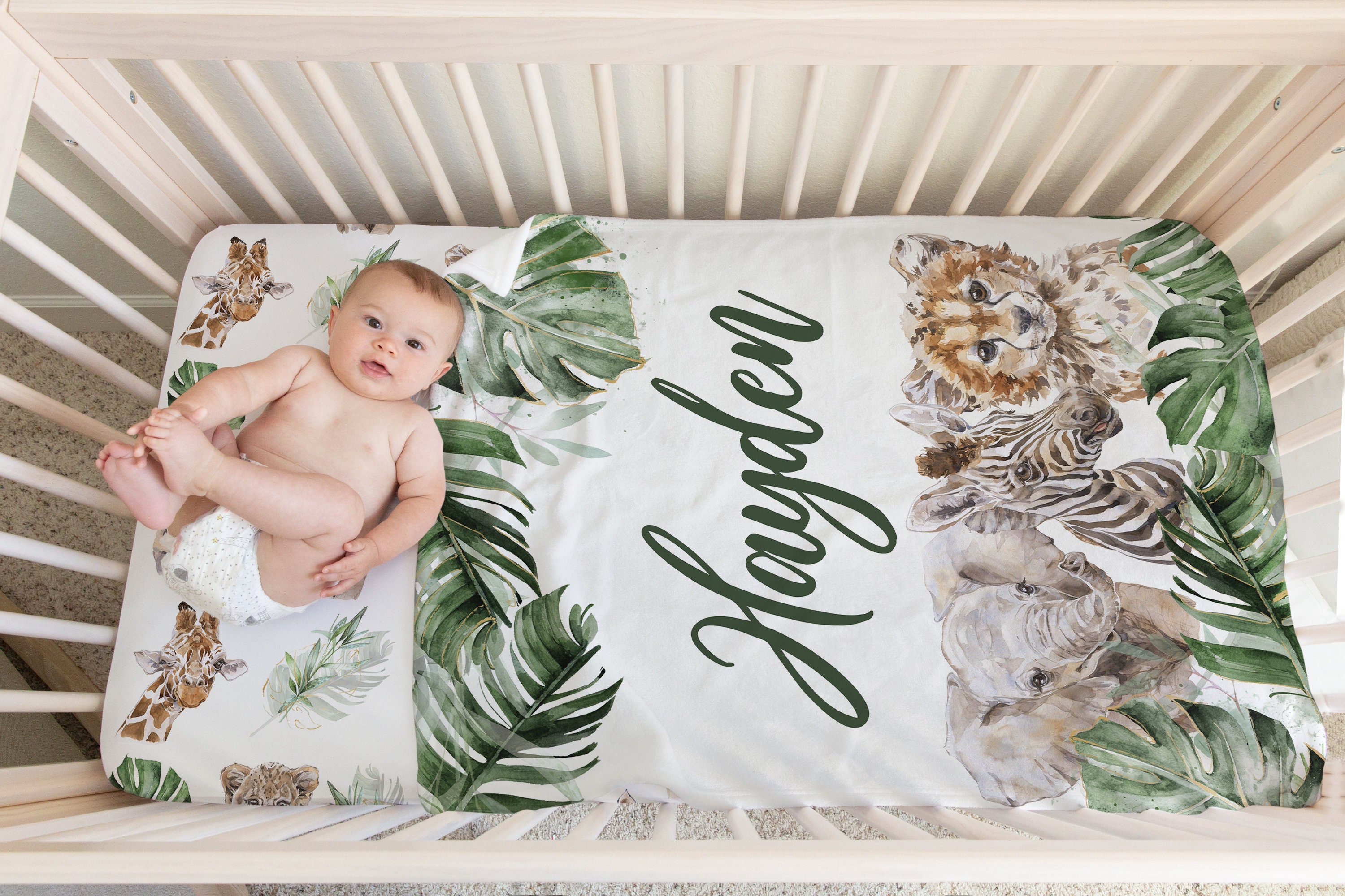 Personalized Safari Baby Blanket Baby Boy Blanket Safari Etsy