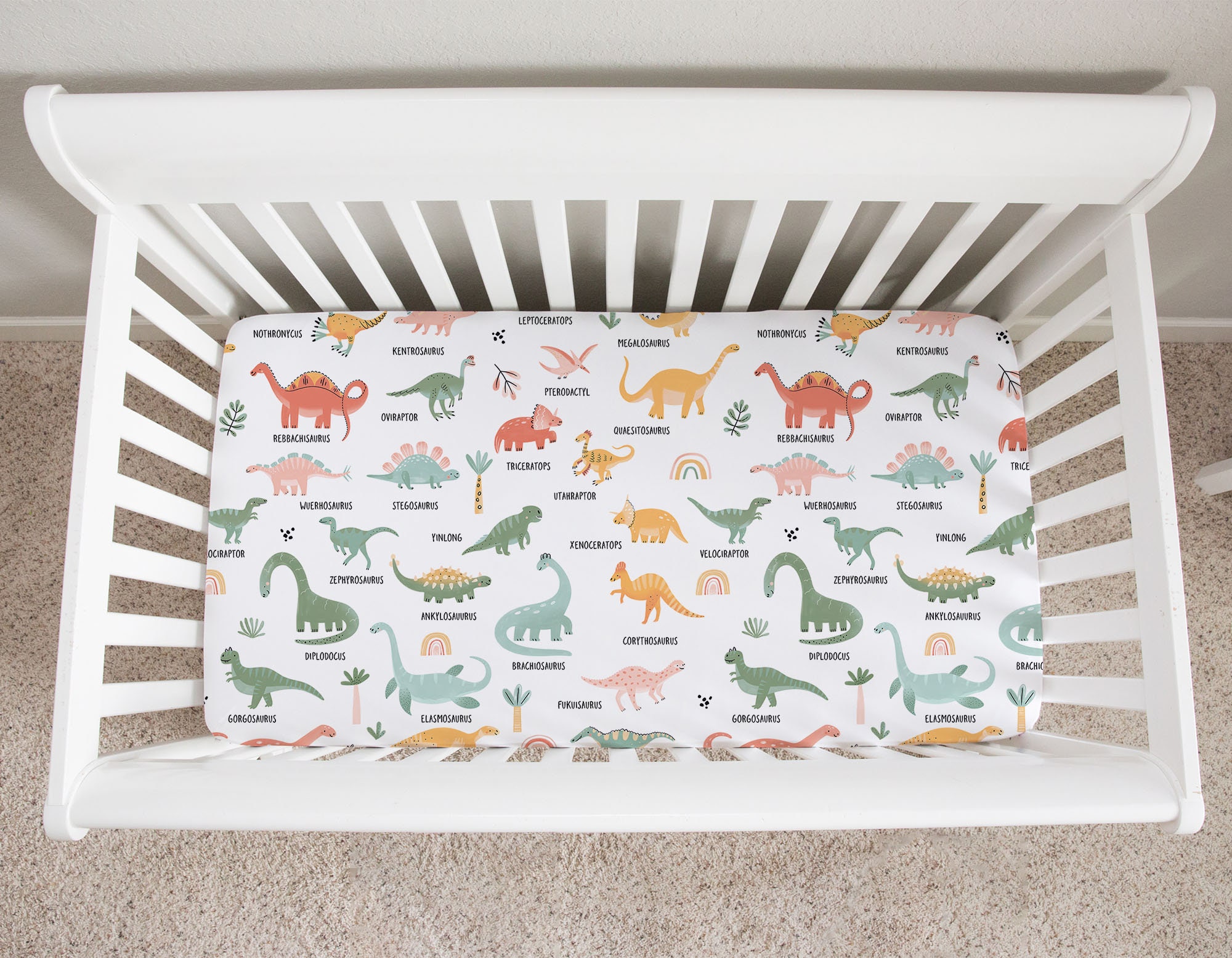 Dinosaur Crib Sheet, Dinosaur Crib Bedding, Dinosaur Nursery, Baby Boy