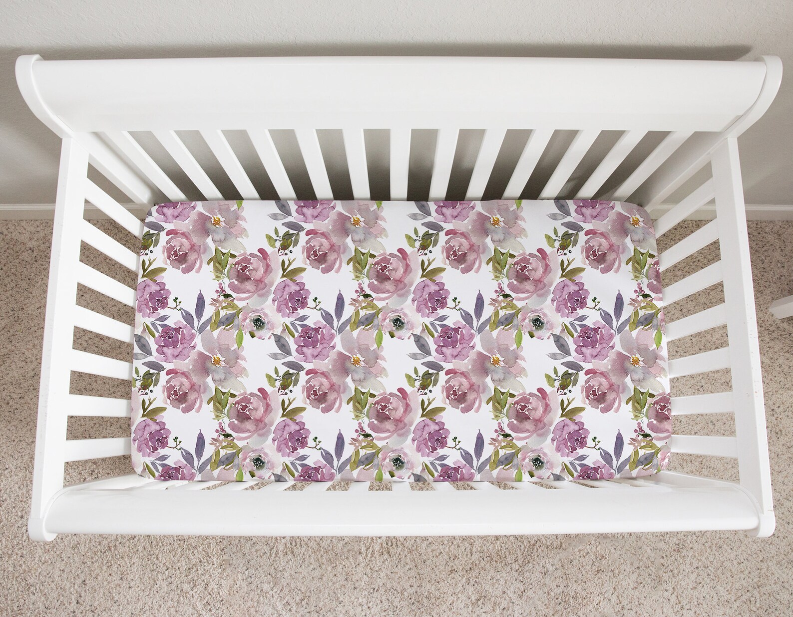 Purple Floral Crib Sheet Purple Crib Sheets Floral Nursery Etsy