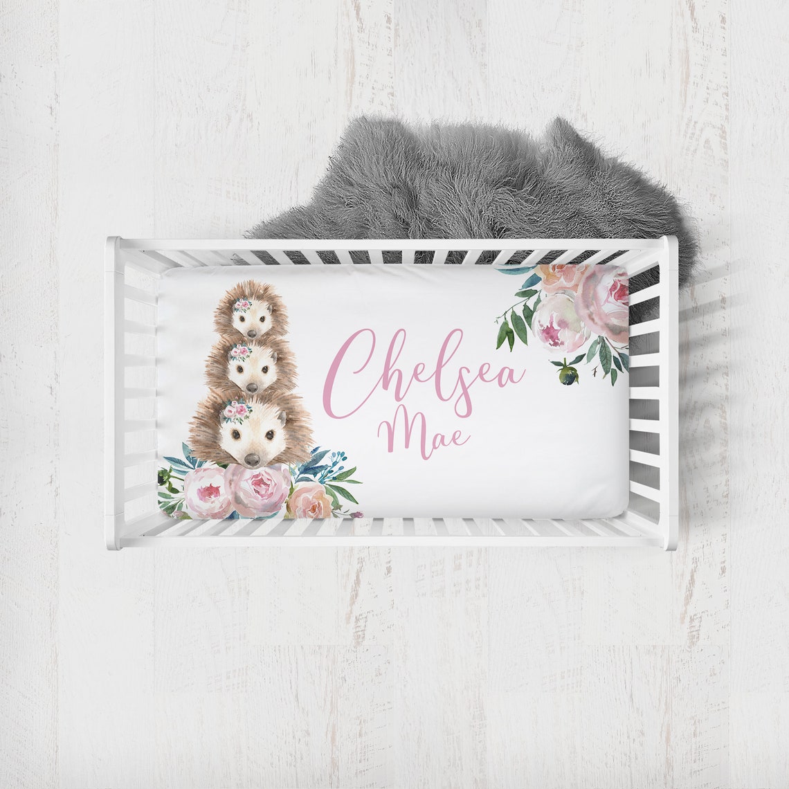 Hedgehog Crib Bedding Set Floral Crib Bedding Woodland Etsy