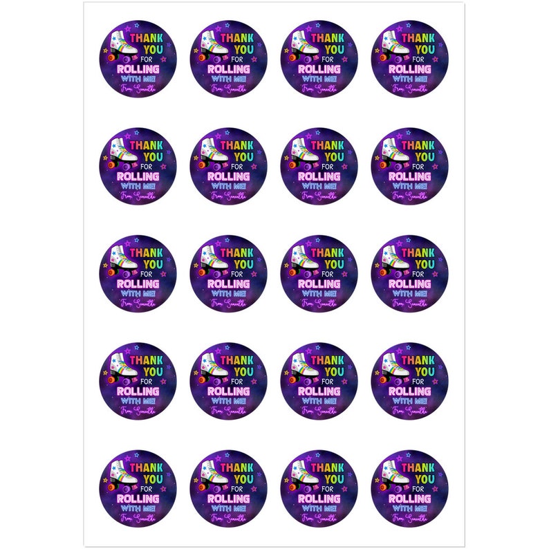 Roller Skating Birthday Favor Stickers Glow Skating Birthday Etsy