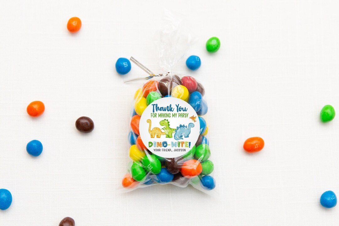 thumbnail image 2 of 24 Personalised Dinosaur Birthday Party Thank You Stickers - Bag / Cone Seals - Ireland 2 of 12