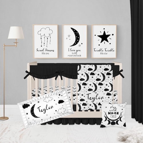 Baby Boy Crib Bedding Set Moon and Stars Crib Bedding Baby Etsy