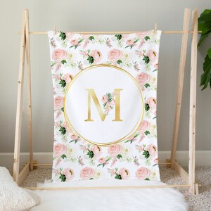 Girl Baby Blanket, Custom Baby Blanket, Personalized Baby Blanket, Floral Crib Bedding, Floral Nursery, Pink Floral Baby Blanket, Monogram