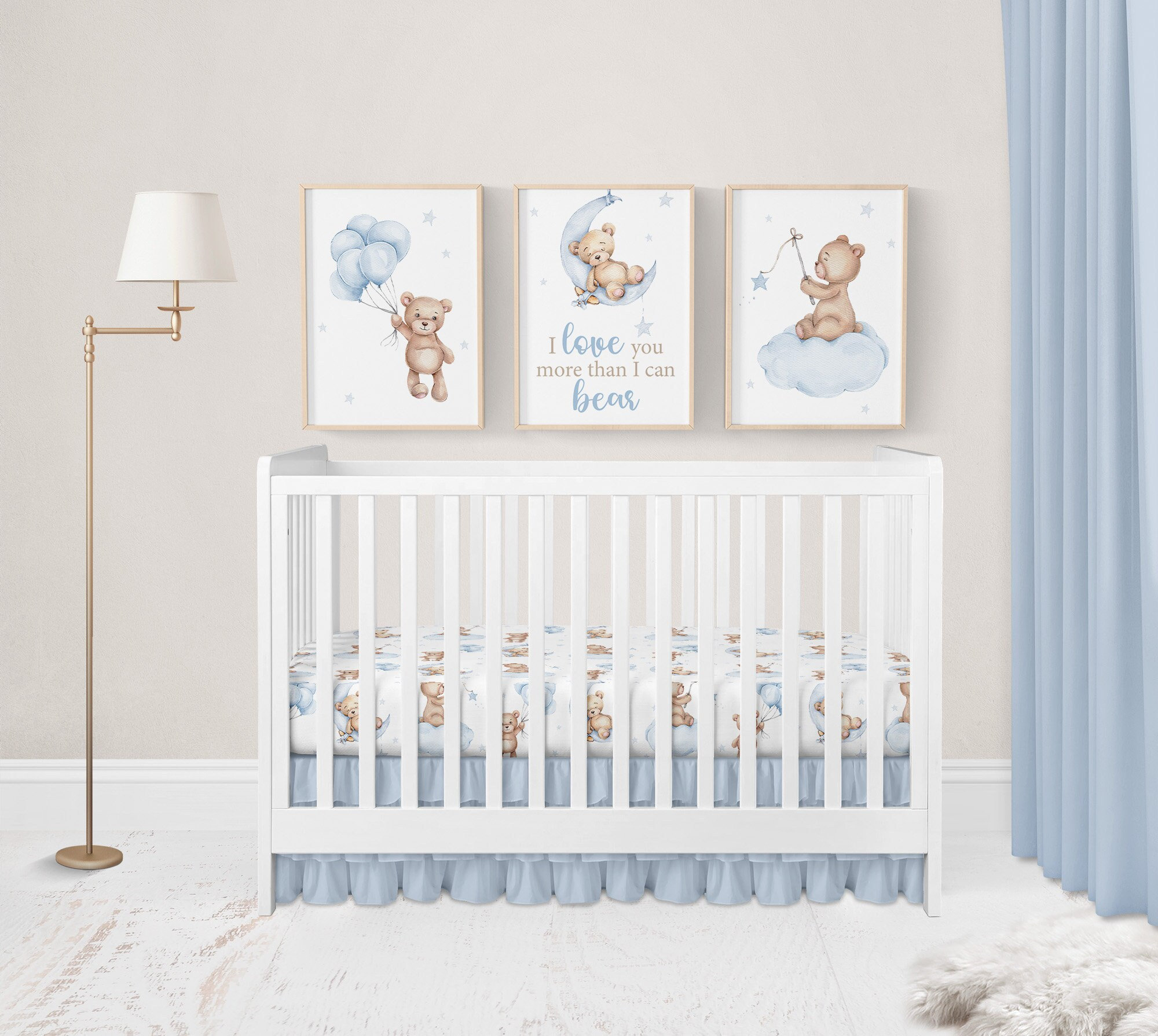 Teddy Bear Nursery Prints, Balloon Nursery Decor, Set of 3 Teddy Bear ...