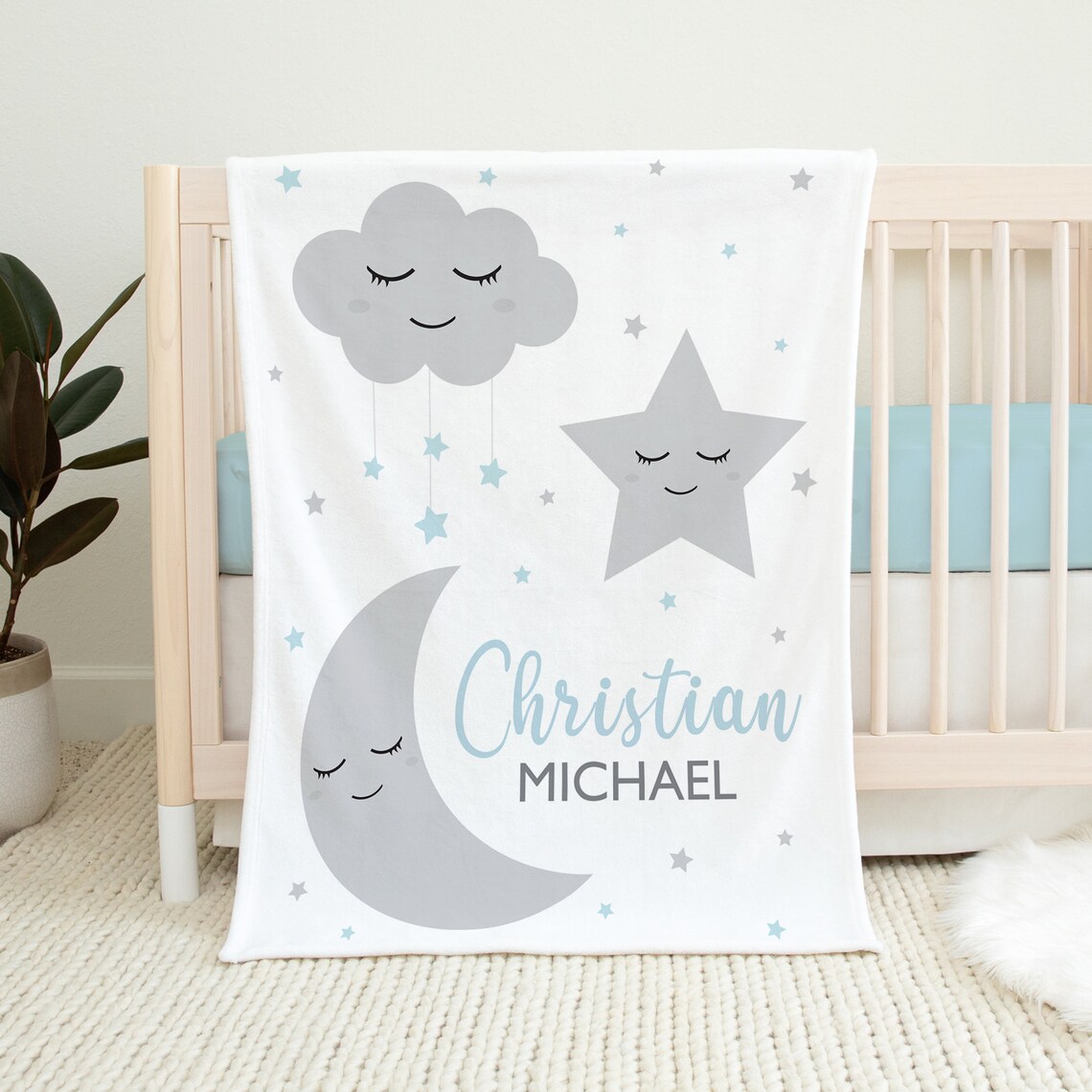 Baby Boy Crib Bedding Set Moon and Stars Crib Bedding Baby Etsy