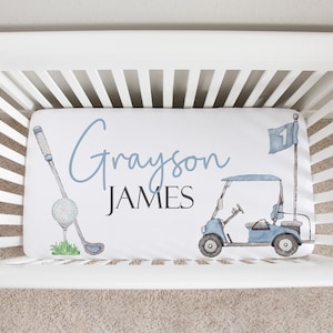 Personalized Golf Crib Sheet, Fitted Crib Sheets Boy, Baby Boy Crib Bedding, Golf Nursery Decor, Mini Crib Bedding, Golf Crib Bedding Set