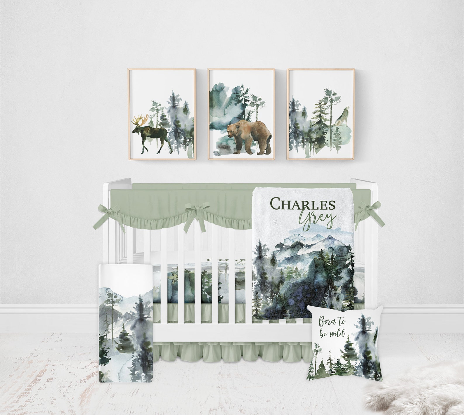 Forest Crib Bedding Set Baby Boy Crib Bedding Woodland Crib Etsy