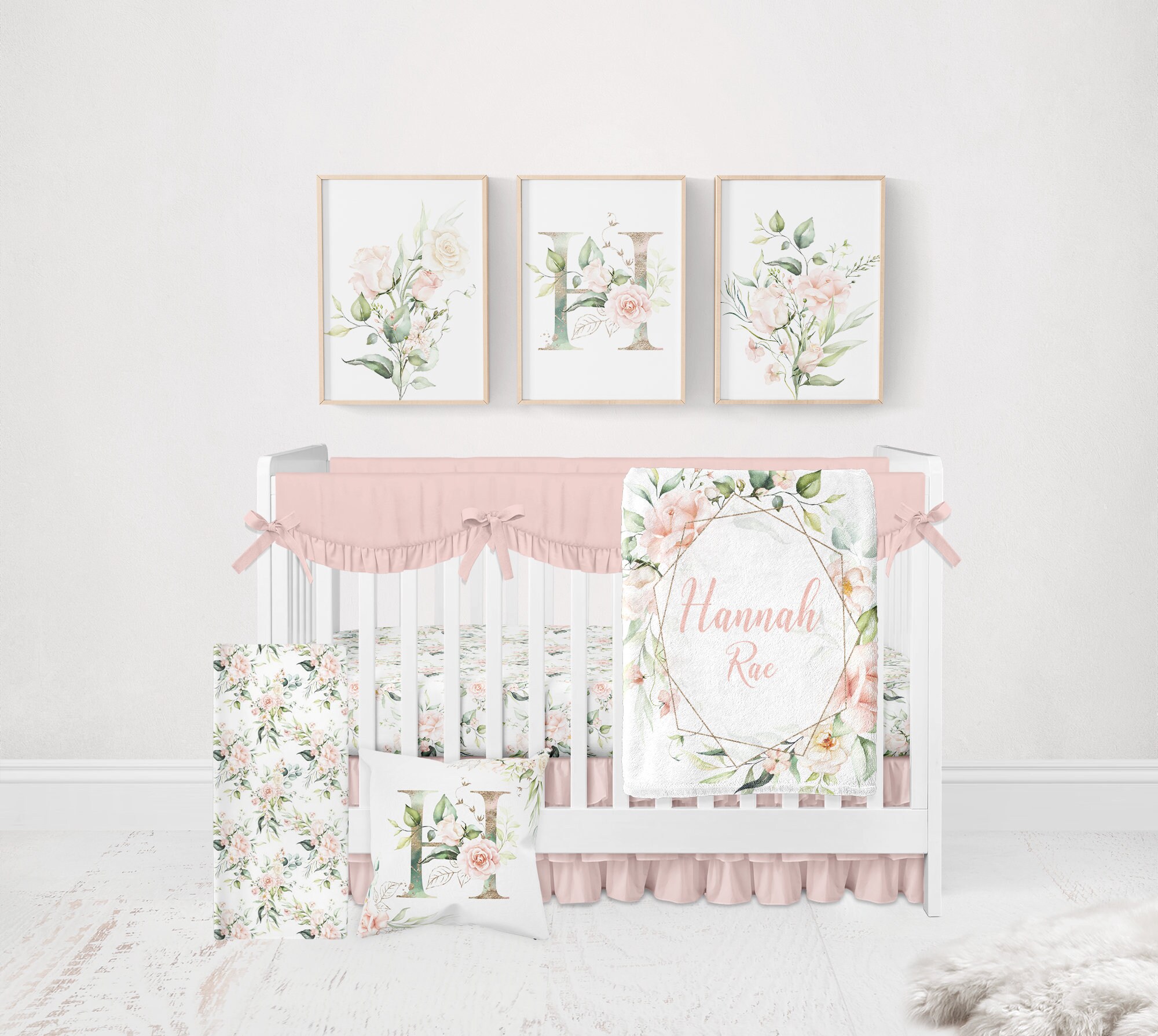 Personalized Floral Nursery Prints Floral Nursery Decor Etsy