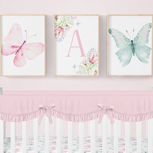 Butterfly Nursery Prints, Set of 3 Personalized Nursery Prints, Butterfly Nursery Decor, Girl Nursery Decor, Butterfly Nursery Wall Art
