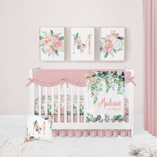 Floral Crib Bedding Set Girl Crib Bedding Personalized Baby Etsy