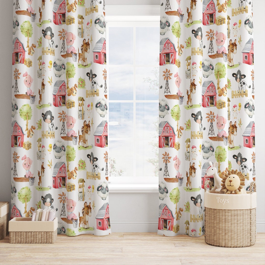 Farm Nursery Curtains, Baby Boy Nursery Curtains, Blackout Curtains