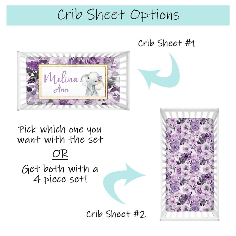 Elephant Baby Bedding Set Purple Crib Bedding Set Purple Etsy