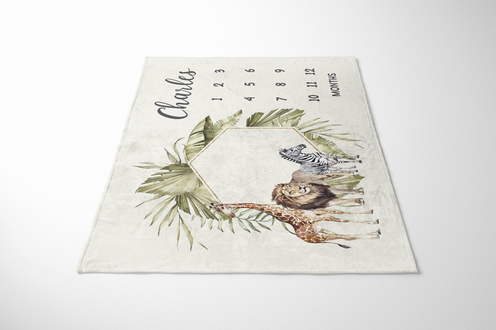 Safari Milestone Blanket, Baby Boy Monthly Milestone Blanket ...
