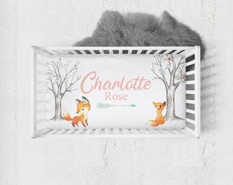 Fox Crib Bedding Set Girl Woodland Crib Bedding Set Baby Girl Crib Bedding Fox Nursery Woodland Nursery Bedding Girl Mint Teal Coral Etsy