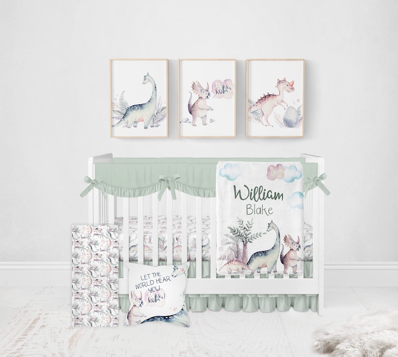 Dinosaur Crib Bedding Set Baby Boy Crib Bedding Dinosaur Etsy