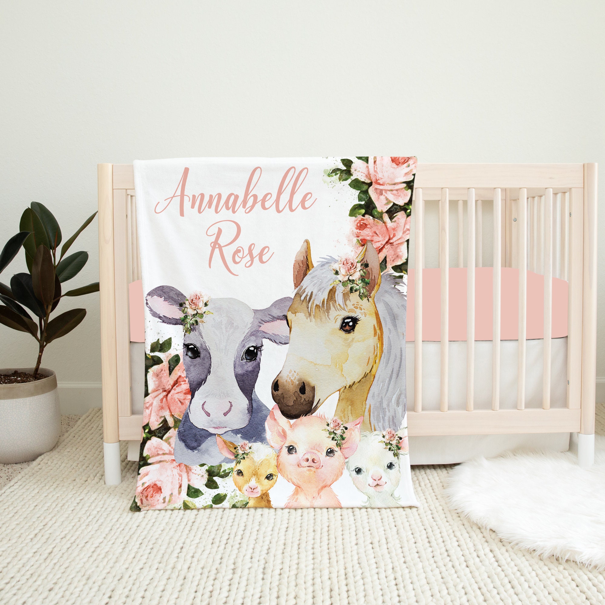 Personalized Farm Baby Blanket Farmhouse Baby Blanket Baby Etsy