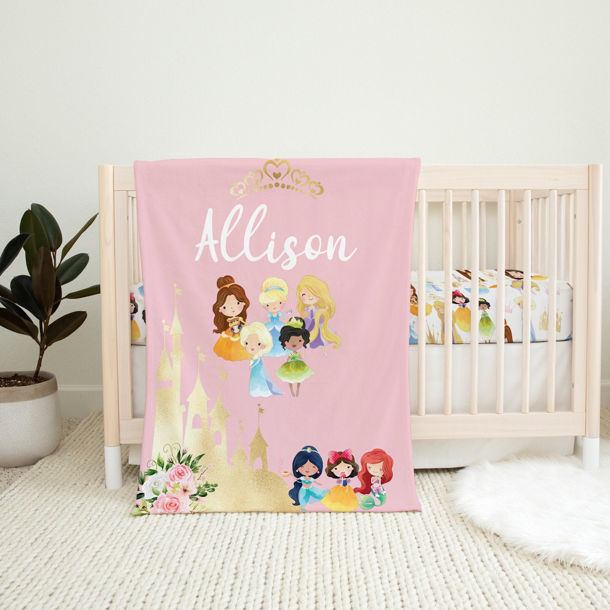 Personalized Princess Baby Blanket Baby Girl Blanket Princess Etsy
