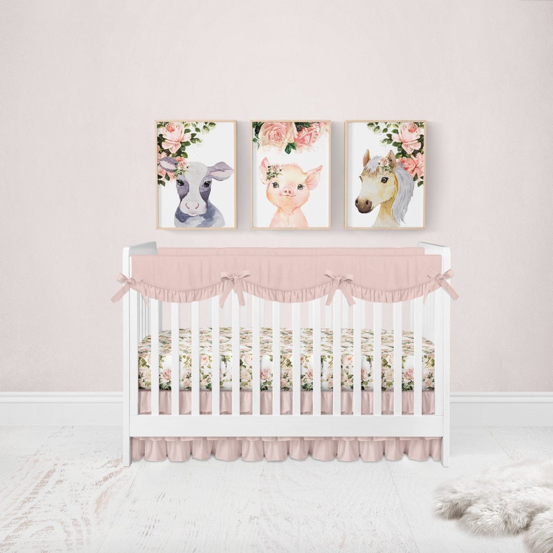 Farm Nursery Prints Pink Floral Nursery Prints Set of 3 Etsy