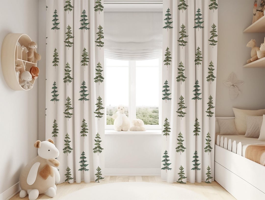 Woodland Nursery Curtains, Pine Tree Curtains for Nursery Blackout — free download