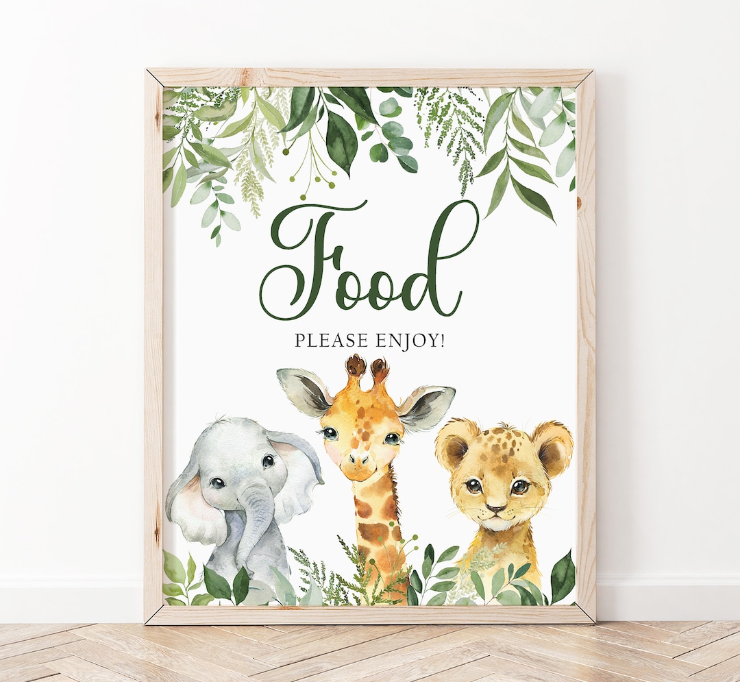 Safari Baby Shower Food Sign, Safari Baby Shower Sign, Safari Food