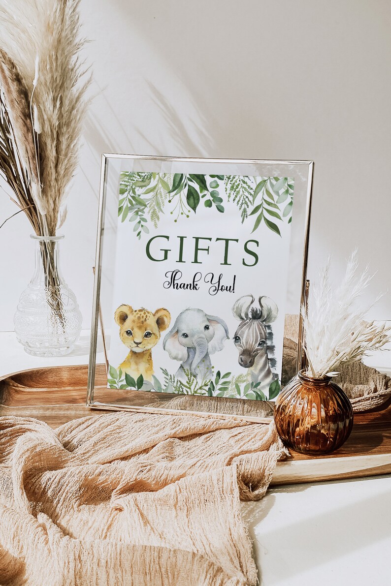 Safari Gifts Table Sign Safari Baby Shower Sign Wild One Etsy