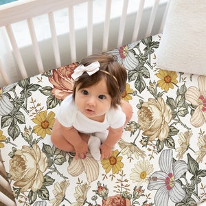Vintage Floral Crib Sheets, Crib Sheets Girl, Girl Crib Bedding, Floral Crib Bedding, Floral Nursery, Baby Girl Bedding, Boho Crib Sheets