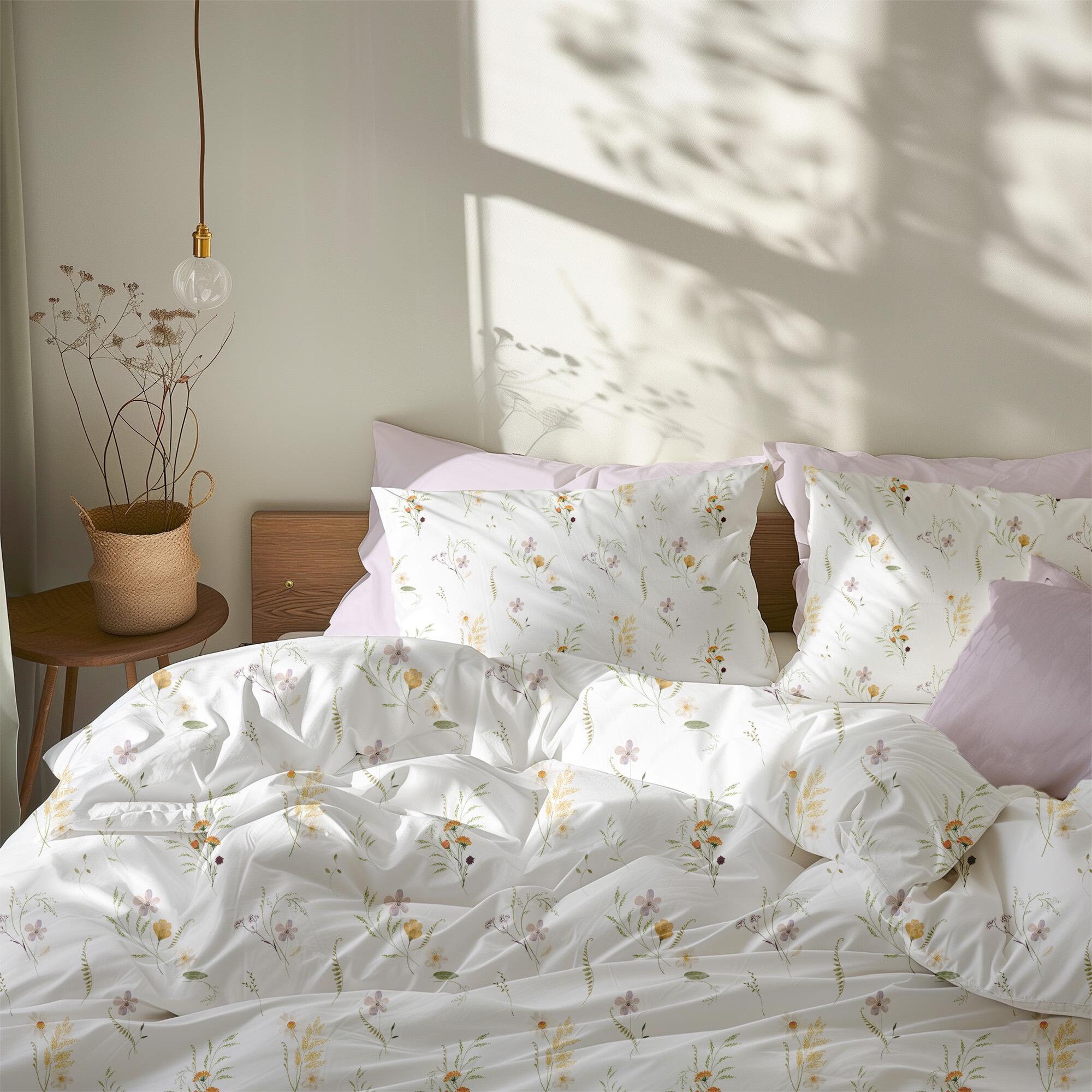 Set copripiumino king size, 3 pezzi, motivo floreale viola stampato su grigio, ultra morbido in microfibra, leggero, per tutte le stagioni (1 piumino, 2 federe